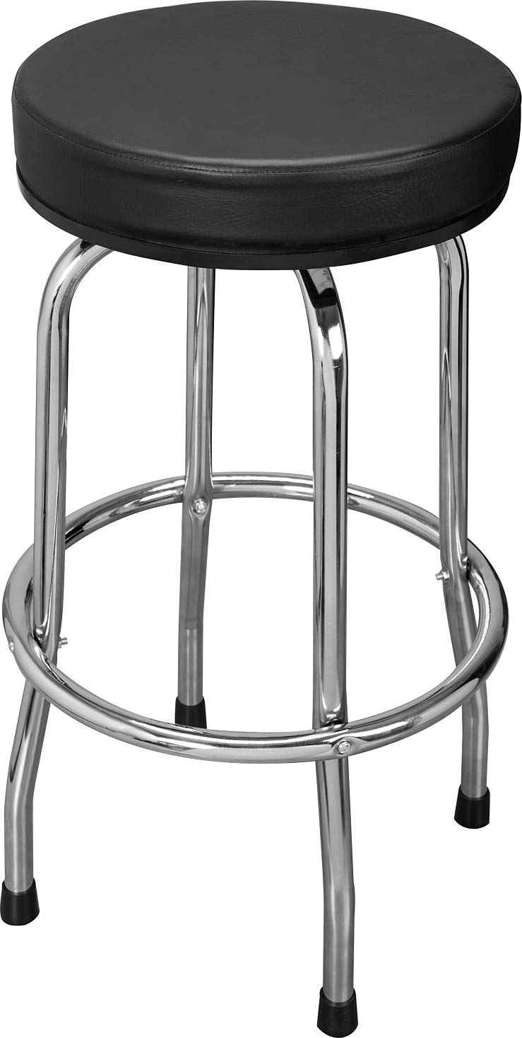 Torin ATRP6185B Swivel Bar Stool: Padded Garage/Shop Seat with Chrome Plated Legs, Black