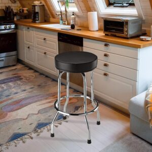 Torin ATRP6185B Swivel Bar Stool: Padded Garage/Shop Seat with Chrome Plated Legs, Black