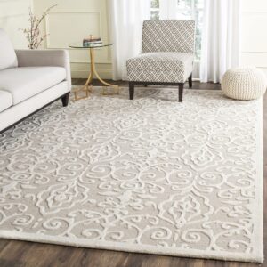 MARTHA STEWART x SAFAVIEH 10' x 14' Whetstone Grey MSR4324A Handmade Marais Scroll Wool Living Room Dining Bedroom Area Rug