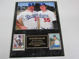 dodgers orel hershiser kirk gibson 2 card collector plaque w/8x10 photo