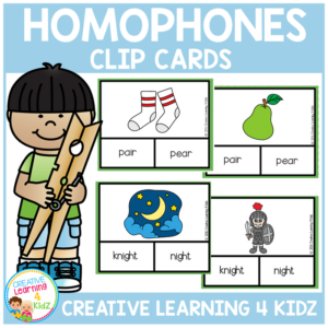 homophone clip cards