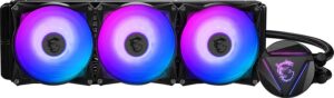 msi mag series coreliquid 360r, argb cpu liquid cooler (aio): rotatable blockhead design, 360mm radiator, triple 120mm argb pwm fans