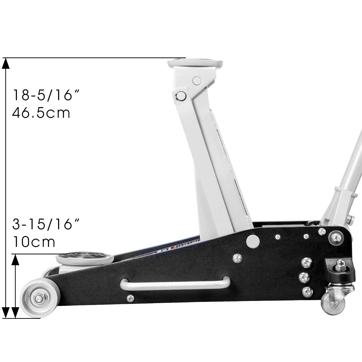 Torin AT830011LB Hydraulic Low Profile Aluminum and Steel Racing Floor Jack with Dual Piston Quick Lift Pump, 3 Ton (6,000 lb) Capacity, Black