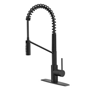 kraus kpf-2631mb oletto commercial style pull-down single handle kitchen faucet with quickdock top mount installation assembly, matte black
