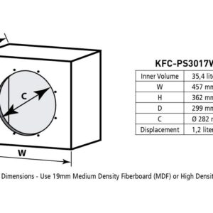 Kenwood Car Audio KFC-PS3017W PS-Series 30cm 12" 2000w Single VC 4Ohm Subwoofer