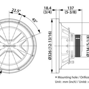 Kenwood Car Audio KFC-PS3017W PS-Series 30cm 12" 2000w Single VC 4Ohm Subwoofer