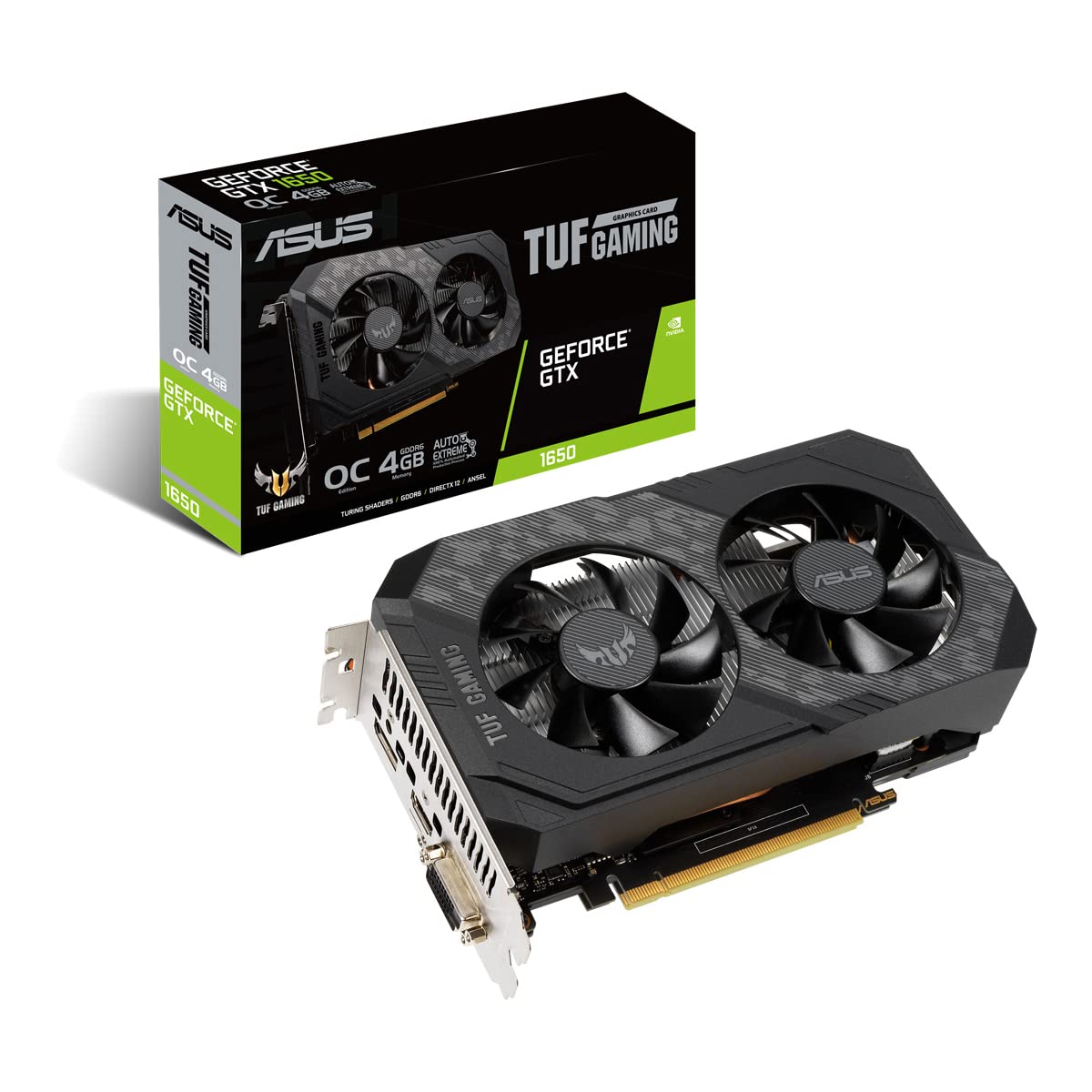 Asus TUF Gaming GeForce GTX 1650 OC Edition 4GB GDDR6 Gaming Graphics Card with IP5X dust Resistance (TUF-GTX1650-O4GD6-GAMING)