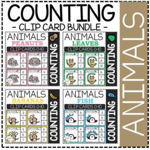 counting picture clip cards 0-10: animals