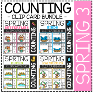 counting picture clip cards 0-10: spring 3