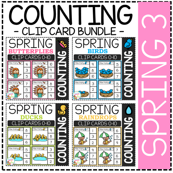 Counting Picture Clip Cards 0-10: Spring 3