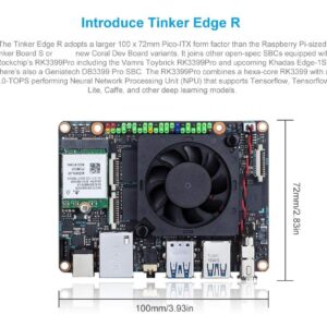 Tinker Edge R SBC Rockchip RK3399Pro Mini Motherboard with 4G RAM 2GB Rockchip NPU 16GB eMMC 3TOPS (Pro Version 6GB+16GB)