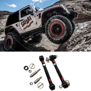 front swaybar quicker disconnect system for wrangler jk jku 2007-2018 replace 2034 with 2.5" - 6" lifts adjustable (black)