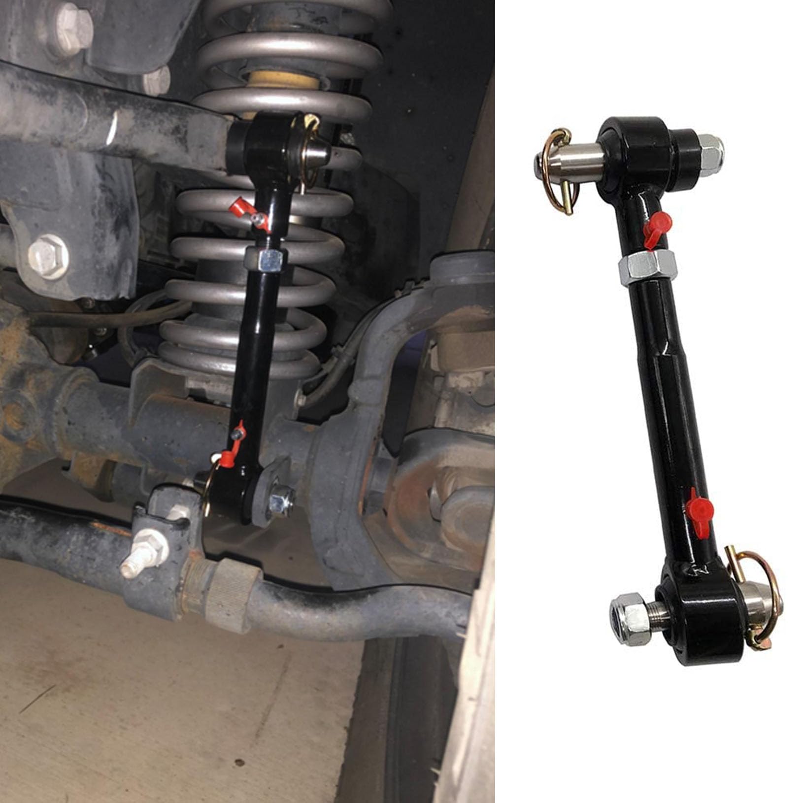 Front Swaybar Quicker Disconnect System for Wrangler JK JKU 2007-2018 Replace 2034 with 2.5" - 6" Lifts Adjustable (Black)