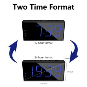 Digital Dual Alarm Clock for Bedroom, Large Display Bedside with Battery Backup, USB Phone Charger, Volume, Dimmer, Easy to Set Loud LED Heavy Sleepers Kid Senior Teen Boy Girl Kitchen