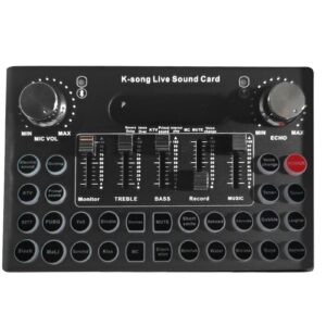 audio mixer, mini sound dj mixer board,universal voice changer external live sound card with 18 sound effects for karaoke singing for phone laptop computer，gaming live streaming