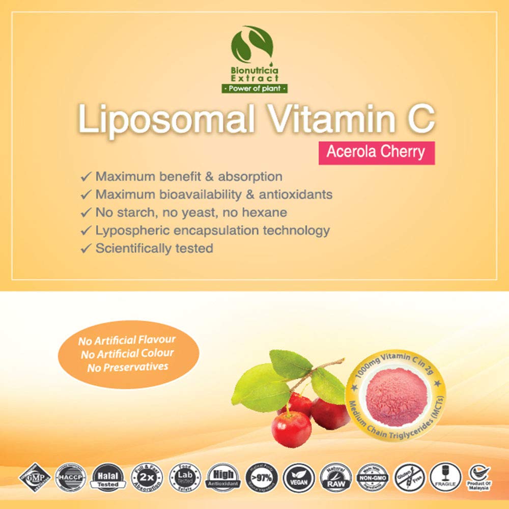 BIONUTRICIA EXTRACT Liposomal Vitamin C Dietary Supplement (2 Acerola + 1 Original Set)