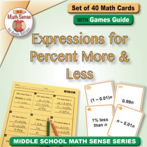 expressions for percent more and less: 40 math cards with games guide 7e12