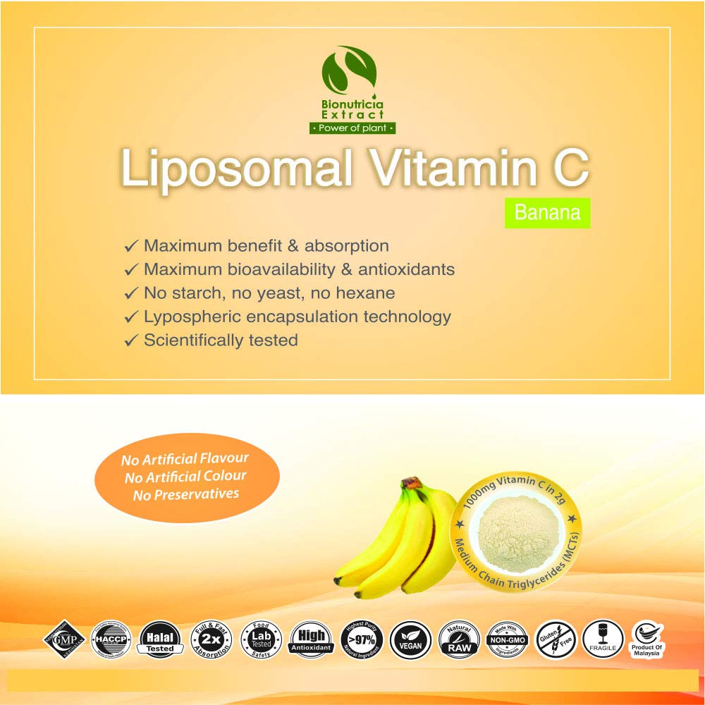 BIONUTRICIA EXTRACT Liposomal Vitamin C Dietary Supplement (2 Banana + 1 Original Set)