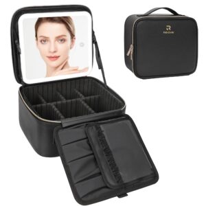 Large Makeup Case Makeup Bag Organizer Large Professional Makeup Bag Waterproof Travel Cosmetic Case with Removable Dividers, Shoulder Strap and Fixing Strap Black (Large, Marble Black)