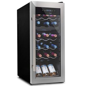 nutrichef pkcwcds185 cellar cooler for white and red wines chiller, 18 bottle dual zone-stainless steel