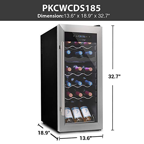 NutriChef PKCWCDS185 Cellar Cooler for White and Red Wines Chiller, 18 Bottle Dual Zone-Stainless Steel