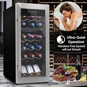 NutriChef PKCWCDS185 Cellar Cooler for White and Red Wines Chiller, 18 Bottle Dual Zone-Stainless Steel