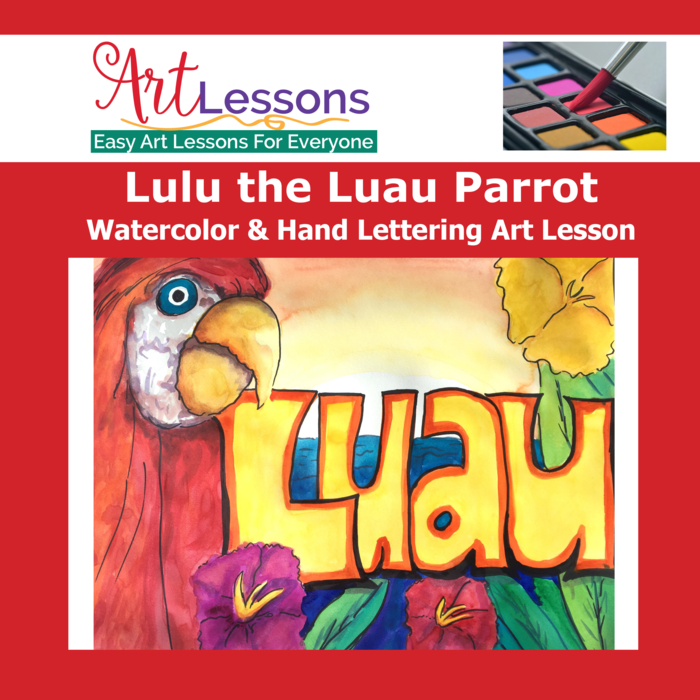 Parrot Watercolor and Hand Lettering Art Lesson