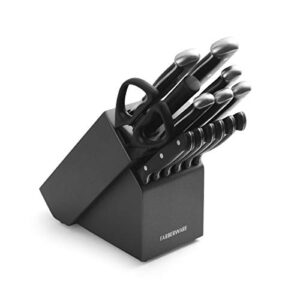 farberware 15-piece forged triple riveted knife block set, high carbon-stainless steel kitchen knives, razor-sharp knife set with wood block, graphite
