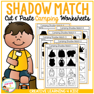 shadow matching camping cut & paste worksheets