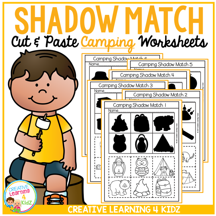 Shadow Matching Camping Cut & Paste Worksheets