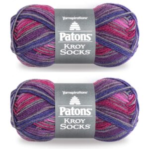 patons kroy socks yarn, 2-pack, purple haze