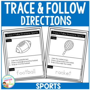 trace & follow directions worksheets: sports