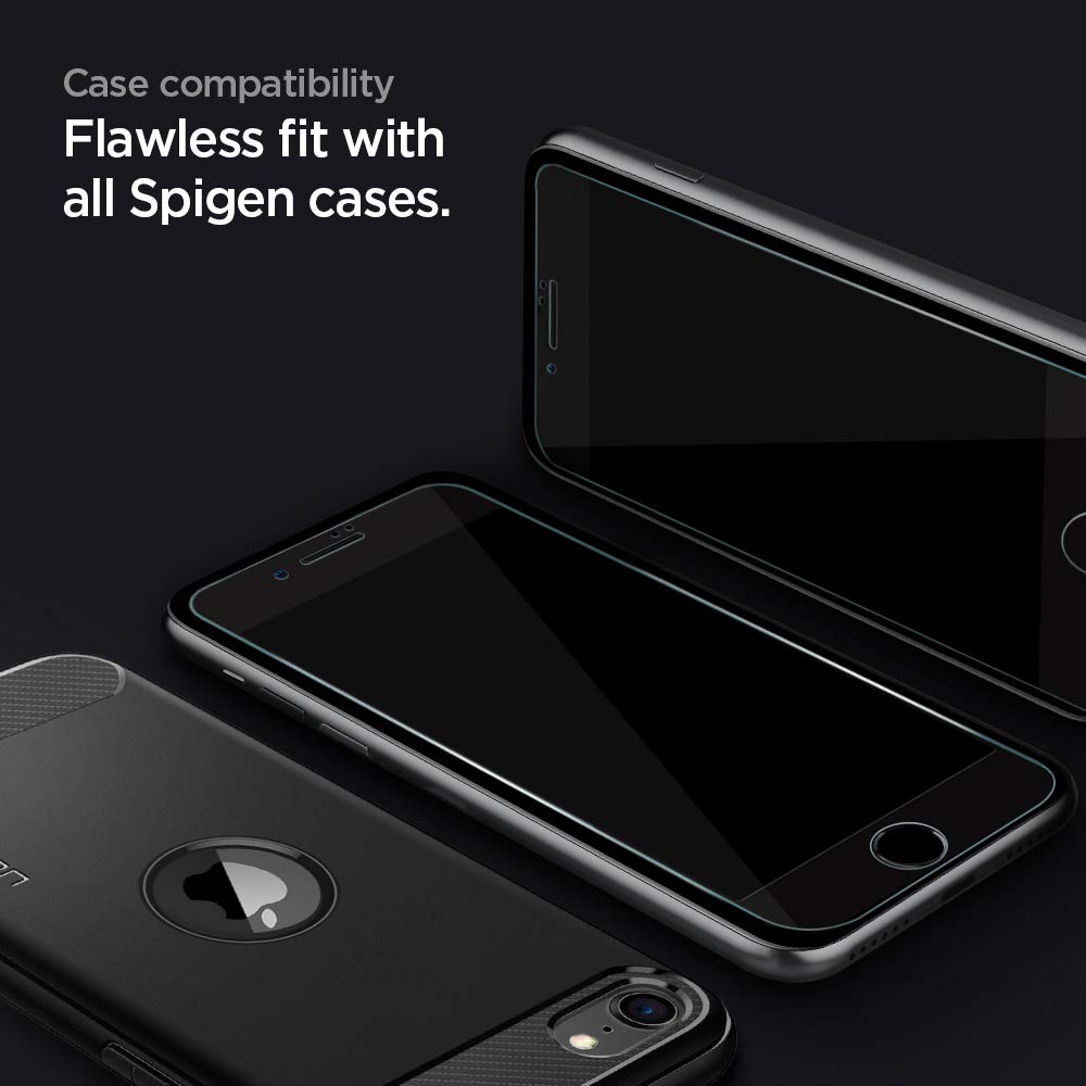 Spigen Tempered Glass Screen Protector [GlasTR AlignMaster] Designed for iPhone SE 3 (2022) / iPhone SE 2 (2020) / iPhone 8 / iPhone 7- (2 Pack)