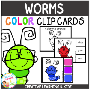 color clip cards: worms