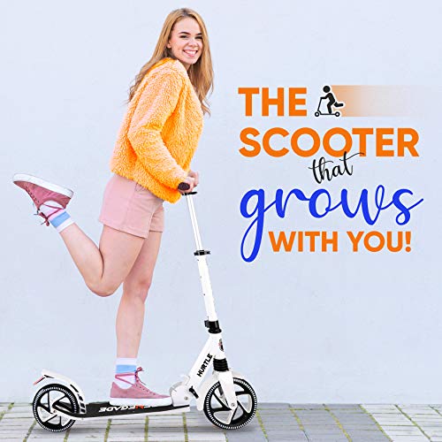 Hurtle Renegade Kick Scooters for Kids Teenagers Adults- 2 Wheel Kids Scooter with Adjustable T-Bar Handlebar - Alloy Anti-Slip Deck - Portable Folding Scooters for Kids with Carrying Strap