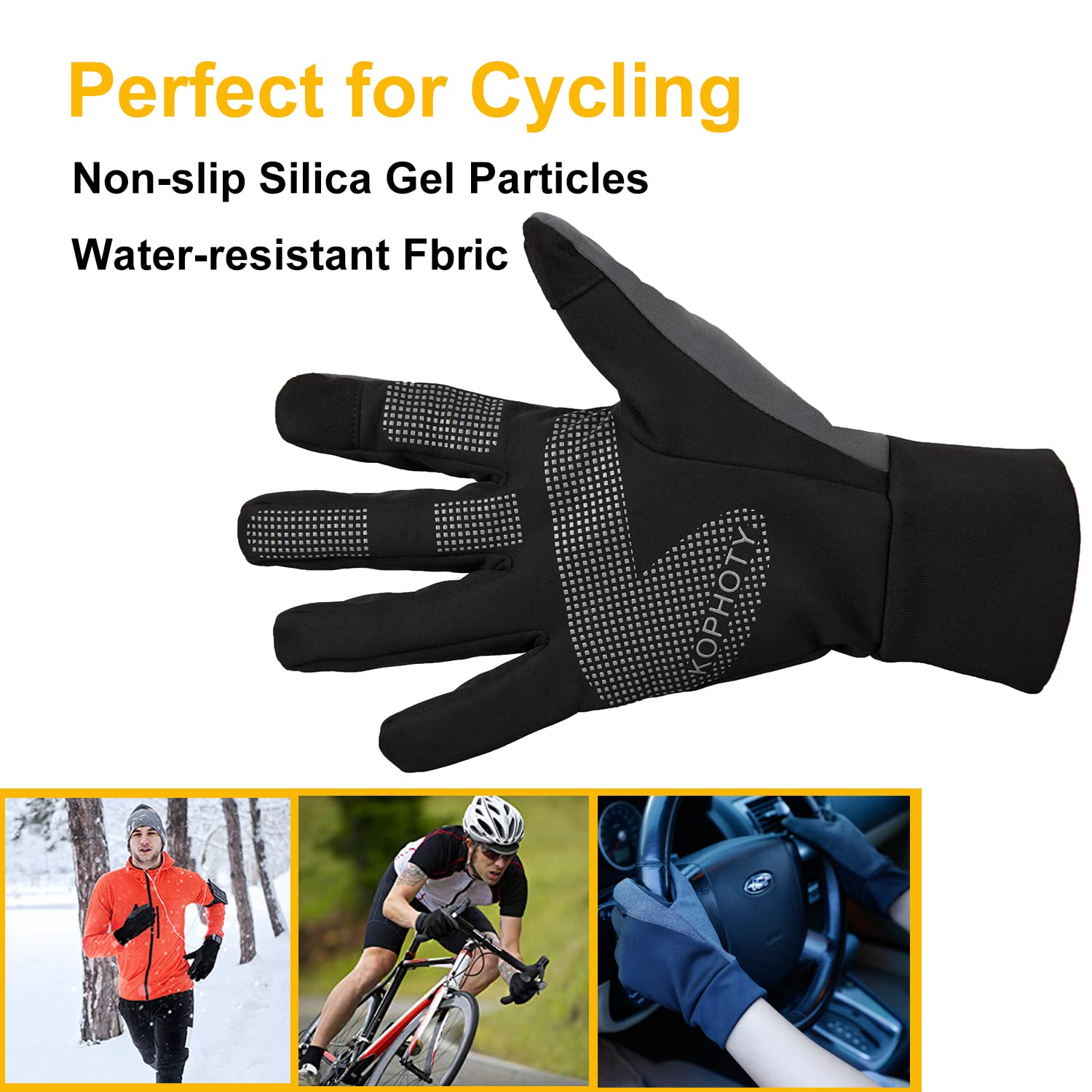 KOPHOTY Winter Gloves Men Women,Touchscreen Warm Gloves - Water Resistant Anti Slip Windproof Thermal Gloves for Running Cycling Driving Outdoor Hiking in Cold Weather (Medium)