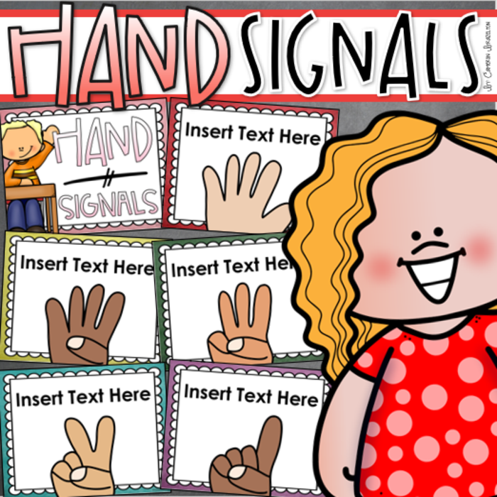 Class Management Hand Signal Posters Editable