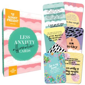 Less Anxiety Affirmation Cards - 45 Beautifully Illustrated Self Care Cards to Help Stress & Anxiety, Relaxation