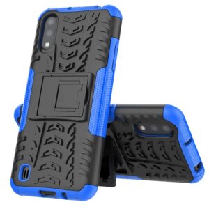 SKTGSLAMY Galaxy A01 Case, with HD Screen Protector, [Shockproof] Tough Rugged Dual Layer Protective Case Hybrid Kickstand Cover for Samsung Galaxy A01 (Blue)