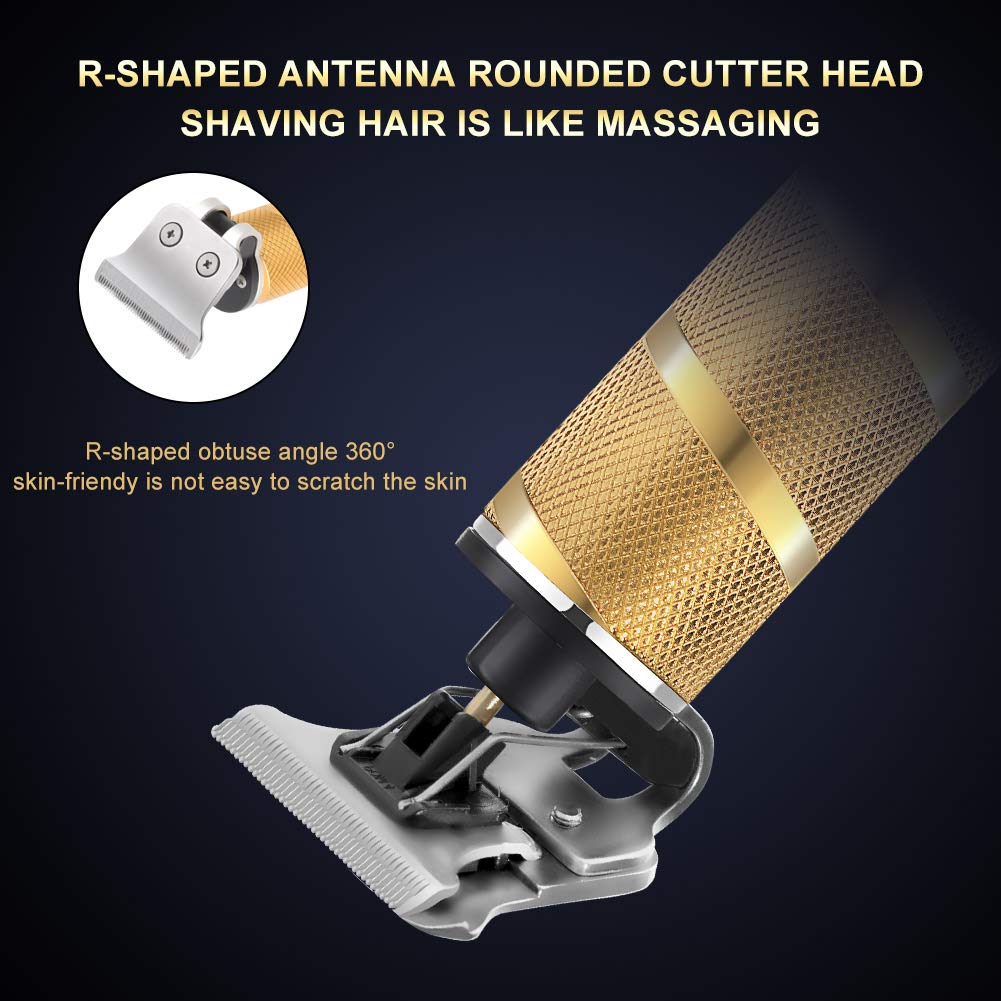 SURKER Electric Pro Li Clippers Barber Accessories Grooming Waterproof Rechargeable Cordless Close Cutting T-Blade Trimmer Hair Clippers for Men(Gold)