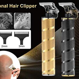 SURKER Electric Pro Li Clippers Barber Accessories Grooming Waterproof Rechargeable Cordless Close Cutting T-Blade Trimmer Hair Clippers for Men(Gold)