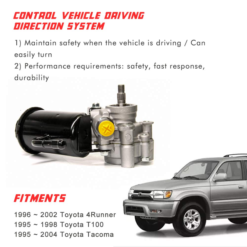 Power Steering Pump Compatible with 1995-2004 Toyota Tacoma V6 3.4L 1995-1998 Toyota T100 V6 3.4L 1996-2002 Toyota 4Runner V6 3.4L with OE Replace # 21-5229