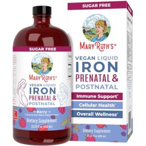 maryruth organics | liquid iron supplement prenatal & postnatal for pregnant & lactating | iron deficiency | immune support | sugar/gluten free | vegan | non-gmo | 15.22 fl oz