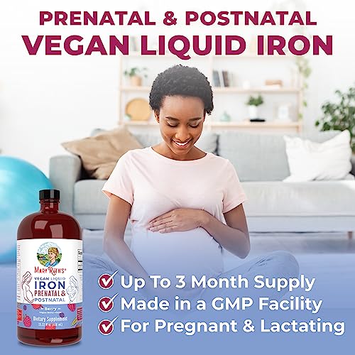 MaryRuth Organics | Liquid Iron Supplement Prenatal & Postnatal for Pregnant & Lactating | Iron Deficiency | Immune Support | Sugar/Gluten Free | Vegan | Non-GMO | 15.22 Fl Oz