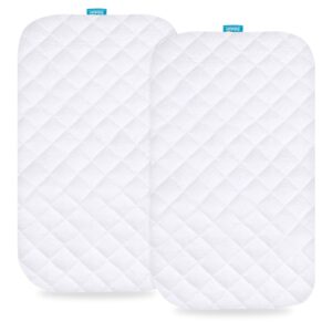 waterproof bassinet mattress pad cover compatible with baby delight beside me dreamer bassinet, 2 pack, ultra soft viscose made from bamboo terry surface, breathable and easy care