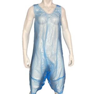 Haian PVC AB Unisex Snap Through Crotch Romper (Large, Transparent Blue)