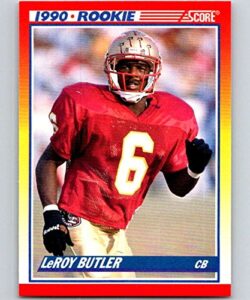 1990 score football #619 leroy butler rc rookie card green bay packers official nfl trading card from the pinnacle company
