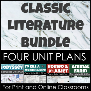 classic literature bundle - four unit plans - the odyssey, romeo and juliet, to kill a mockingbird, and animal farm - 12 weeks of curriculum