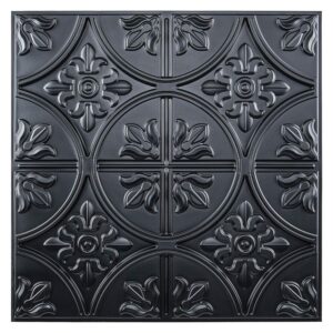 art3d drop ceiling tiles 2x2, glue-up ceiling panel, fancy classic style in black