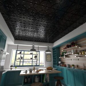 Art3d Drop Ceiling Tiles 2x2, Glue-up Ceiling Panel, Fancy Classic Style in Black